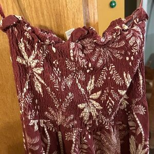 Floral Maxi Dress in Burgundy and Cream